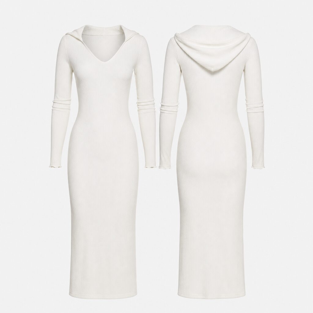 (S) Vestido Justo com Gola em V - Branco