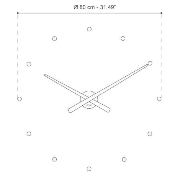(80 cm) Relógio de Parede Nomon OJ Design Minimalista Silencioso - Preto