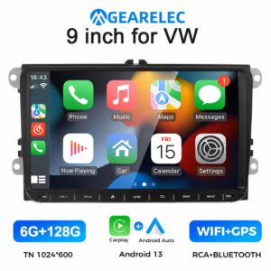 F126X4178_1785235219797_0 (9") Auto-rádio Android 13 6+128Gb VW Golf/Passat/Polo GPS Wi-Fi Bluetooth - Preto