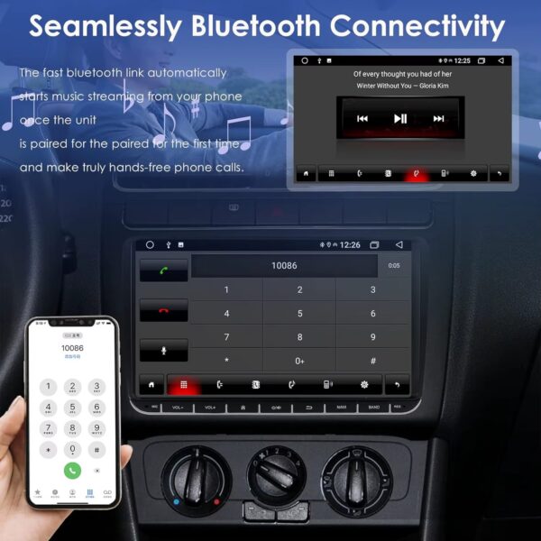 (9") Auto-rádio Android 13 6+128Gb VW Golf/Passat/Polo GPS Wi-Fi Bluetooth - Preto