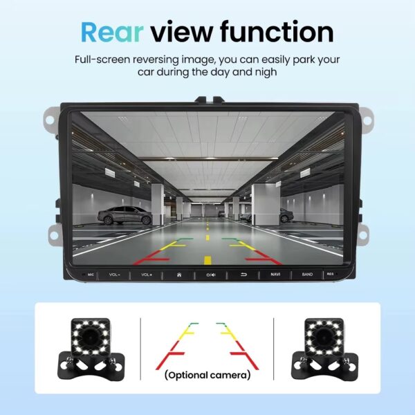 (9") Auto-rádio Android 13 6+128Gb VW Golf/Passat/Polo GPS Wi-Fi Bluetooth - Preto