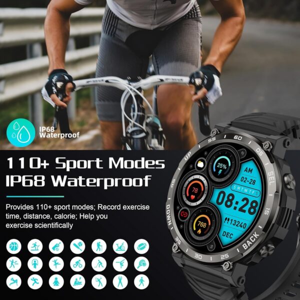 (1.52") Smartwatch Pulsefell S56 Chamadas Bluetooth IP68 Desporto - Preto