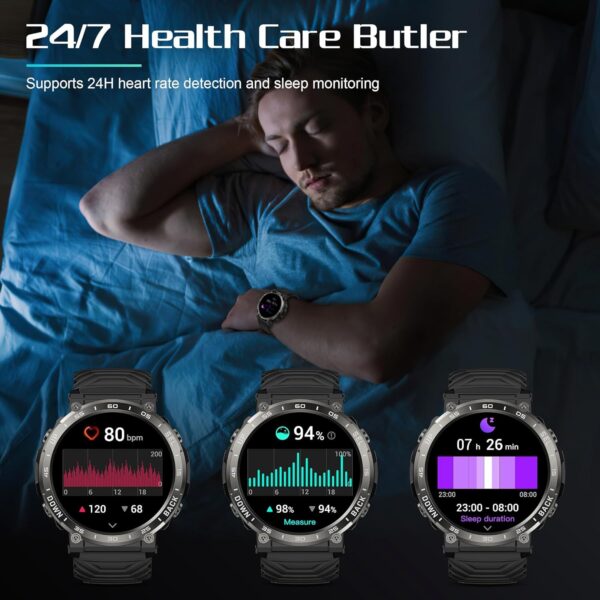 (1.52") Smartwatch Pulsefell S56 Chamadas Bluetooth IP68 Desporto - Preto