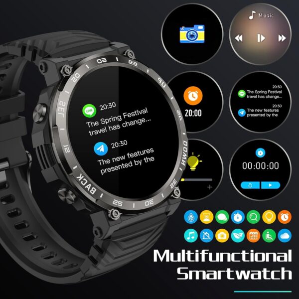 (1.52") Smartwatch Pulsefell S56 Chamadas Bluetooth IP68 Desporto - Preto