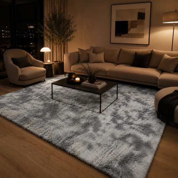 (160x240 cm) Tapete de Sala Cinza Pelo Comprido Base Macia - Macio e Confortável