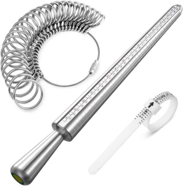 Medidor de Anéis Meowoo Kit Profissional com Vara e Escalas EU/UK/US - Metálico