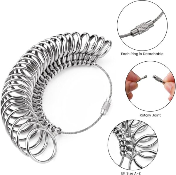 Medidor de Anéis Meowoo Kit Profissional com Vara e Escalas EU/UK/US - Metálico