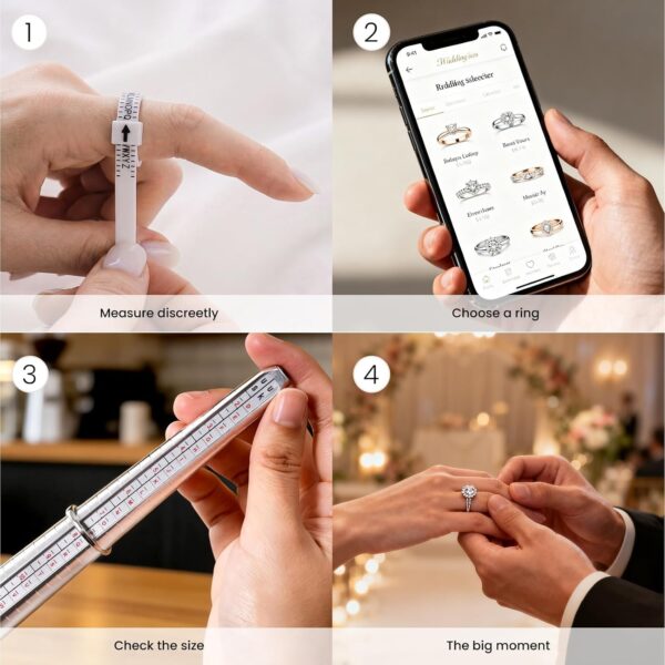 Medidor de Anéis Meowoo Kit Profissional com Vara e Escalas EU/UK/US - Metálico