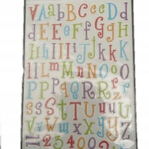 Folha de Autocolantes de Letras Melinera Alfabeto com Glitter Colorido